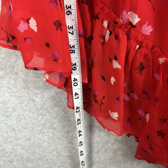 NWT Joie Midi Dress Womens Medium Red Floral 100% Silk One-Shoulder Asymmetrical - Picture 6 of 8